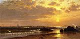 Alfred Thompson Bricher Canvas Paintings - Seascape with Sunset
